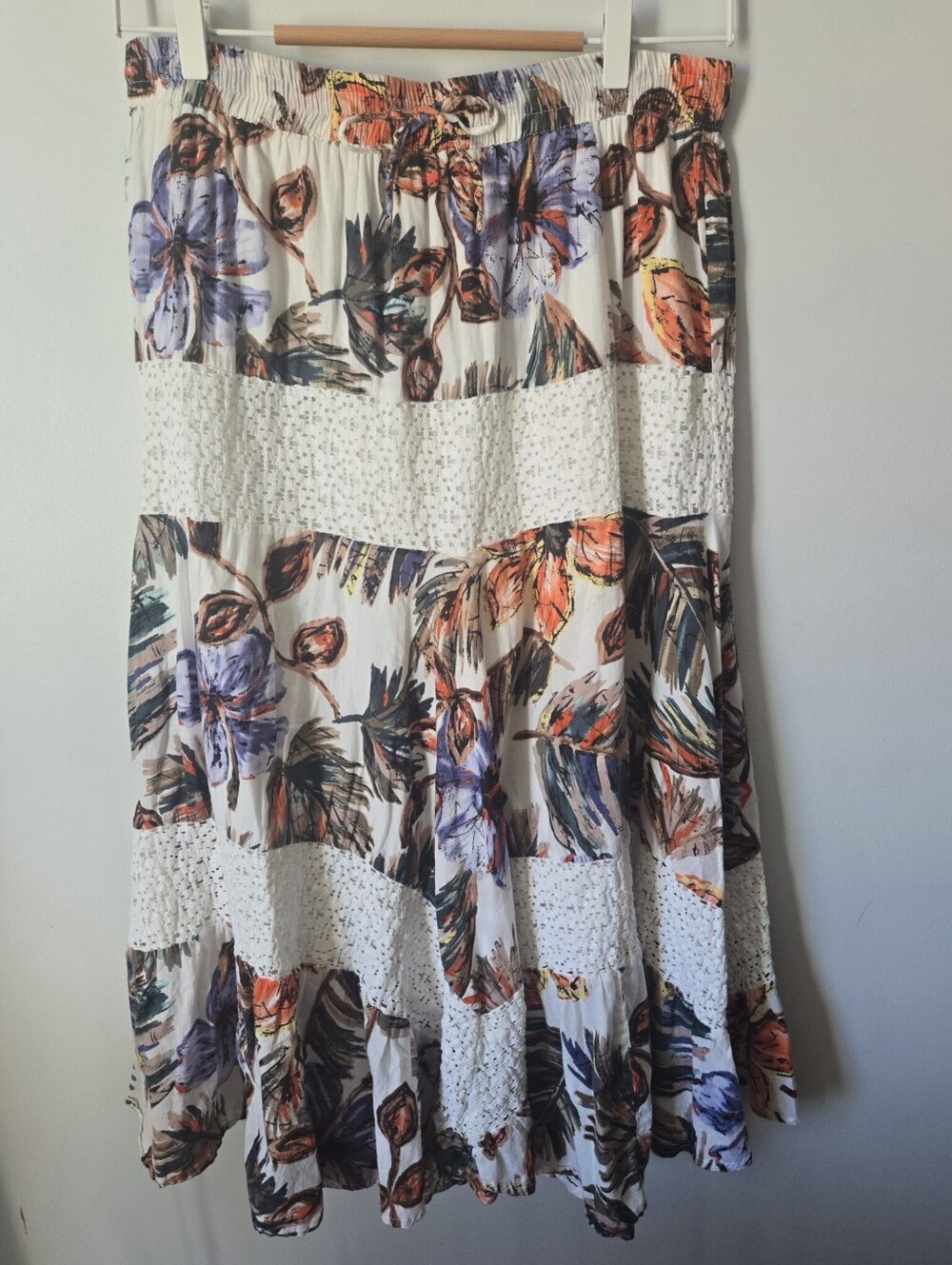 SILVER STREAM Floral Tiered Maxi 100% Cotton With  Floral Print
